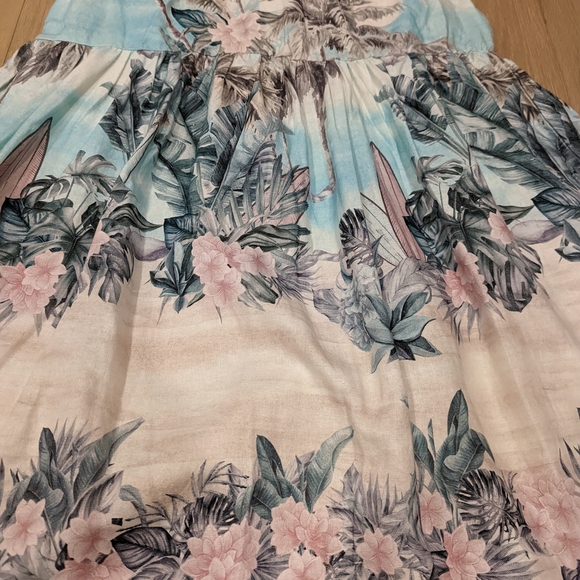 Linen Blend Tropical Print Maxi Skirt - Picture 5 of 8